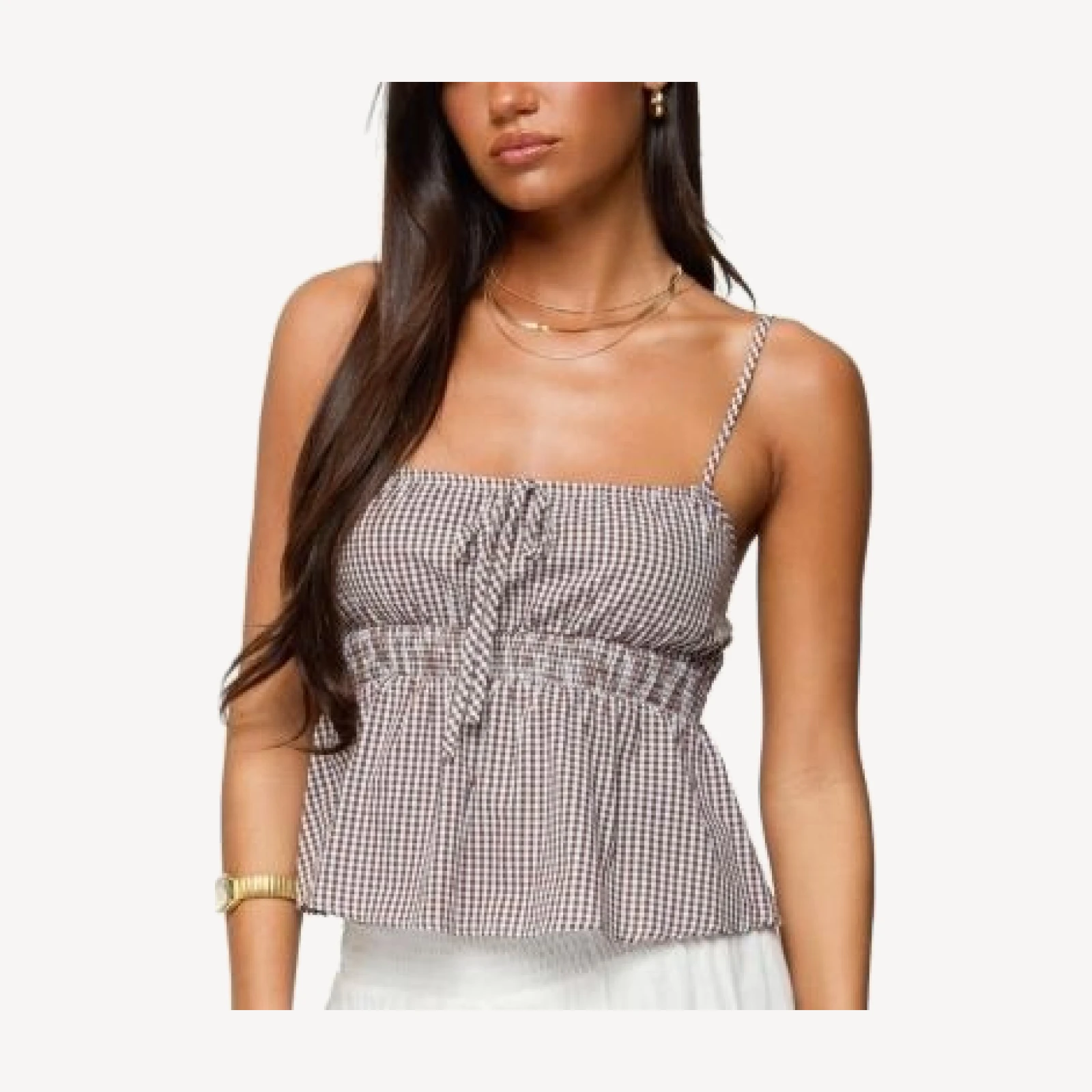 Edikted Zahara Gingham Babydoll Top