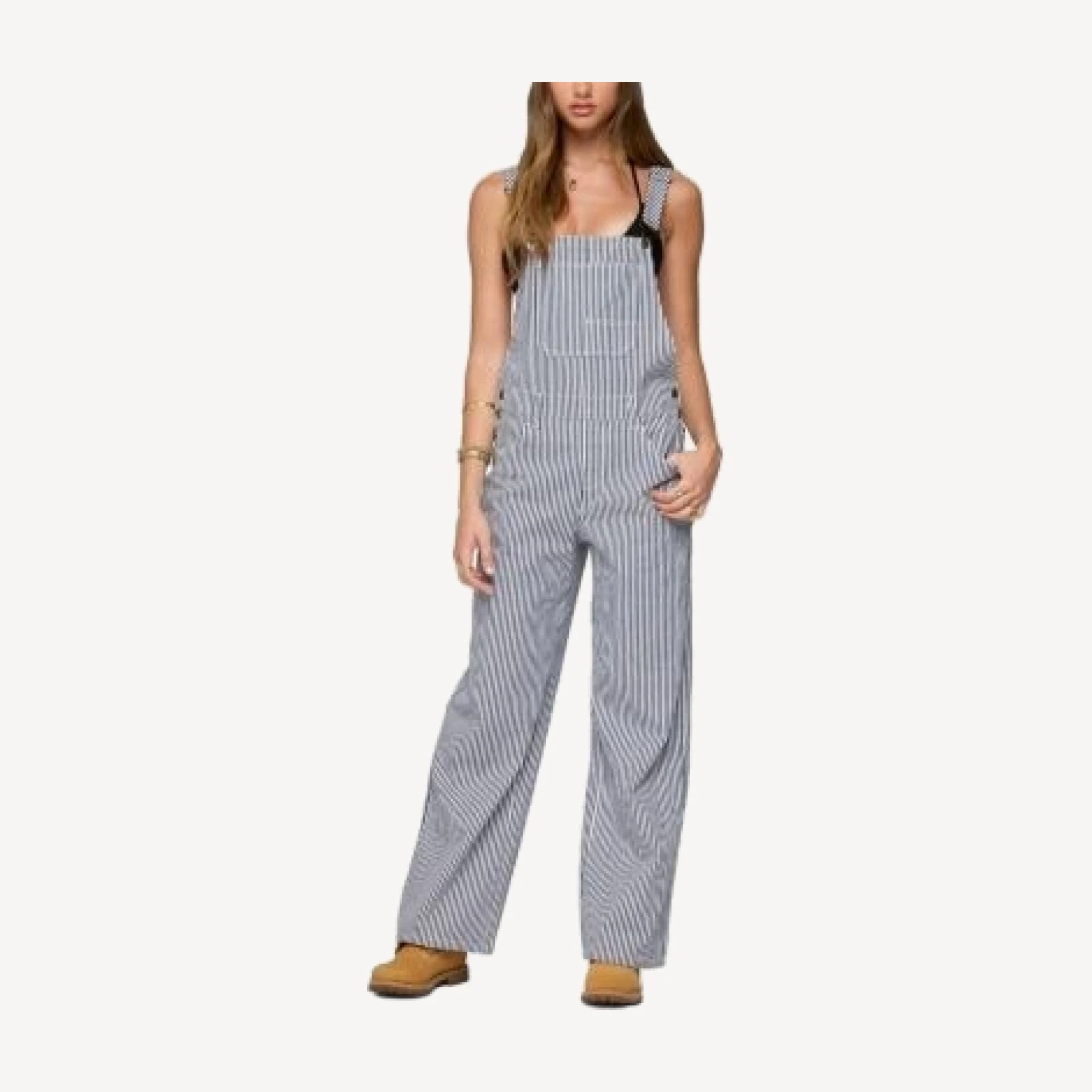 Edikted Tamsin Striped Denim Overalls
