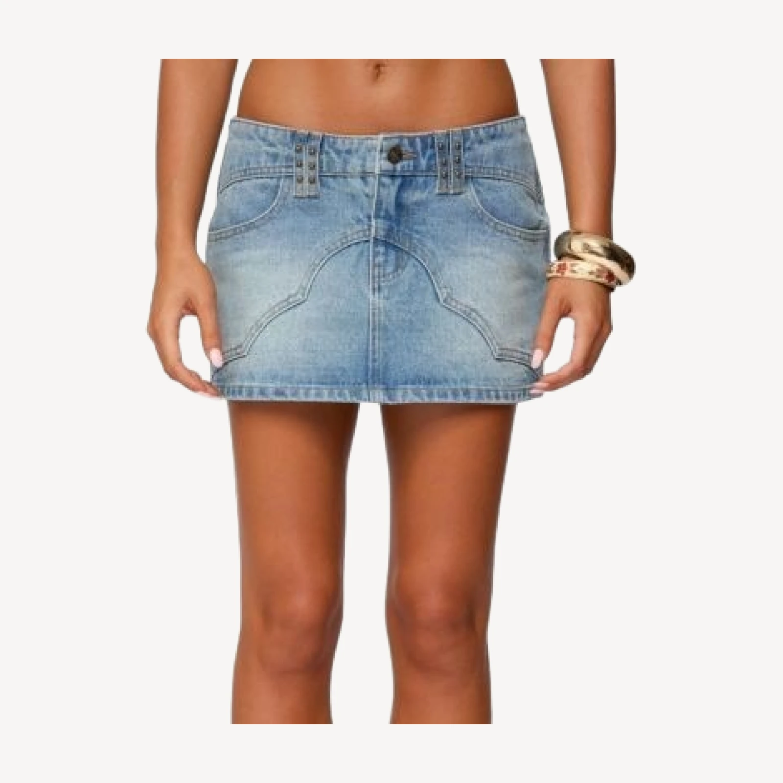 Edikted Tory Western Denim Mini Skirt