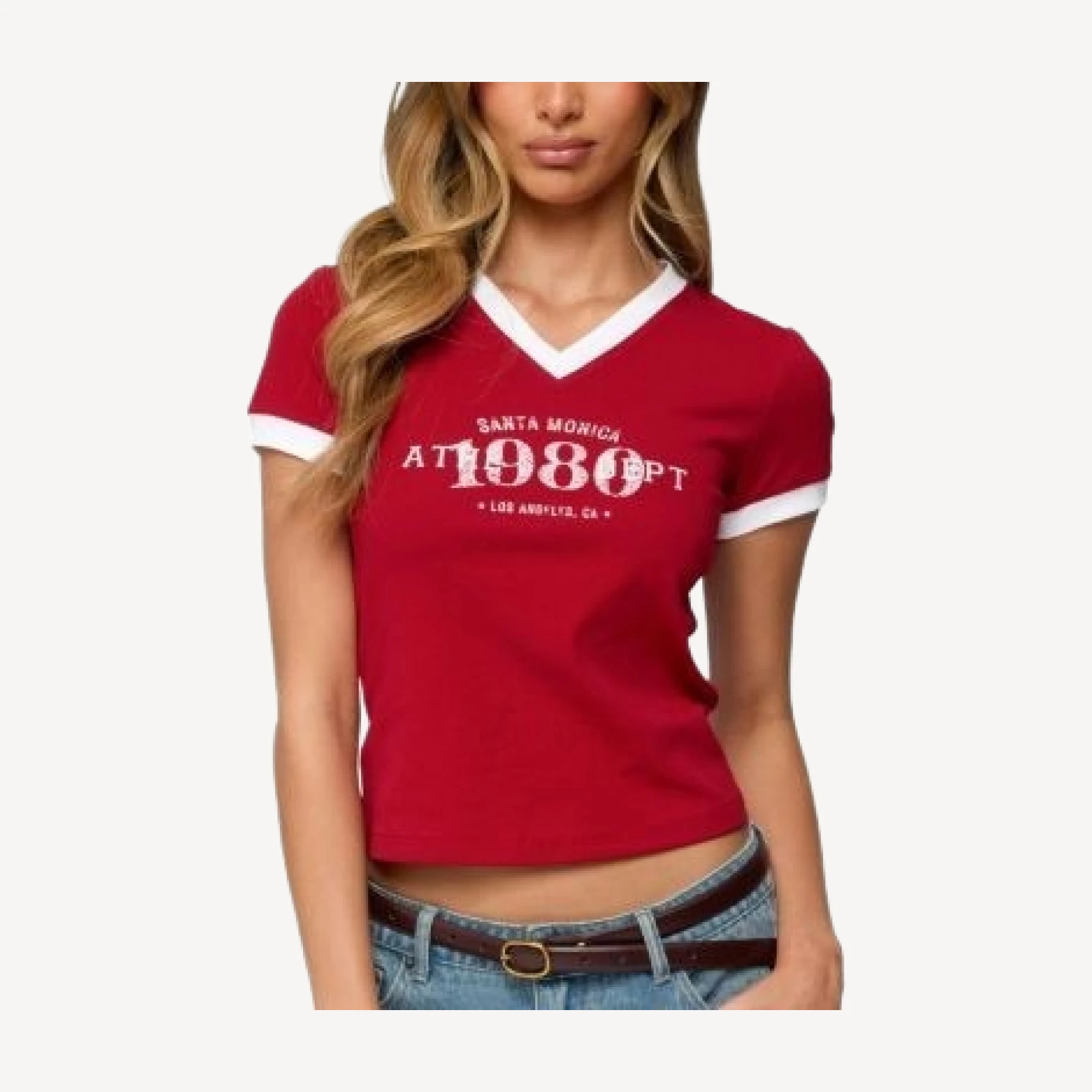 Edikted Santa Monica V Neck T Shirt