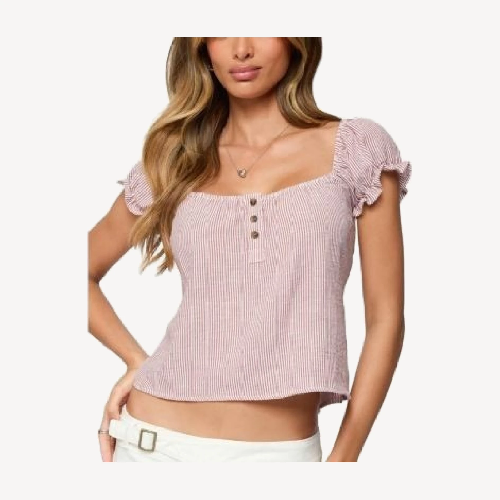 Edikted Rhory Pinstripe Babydoll Top
