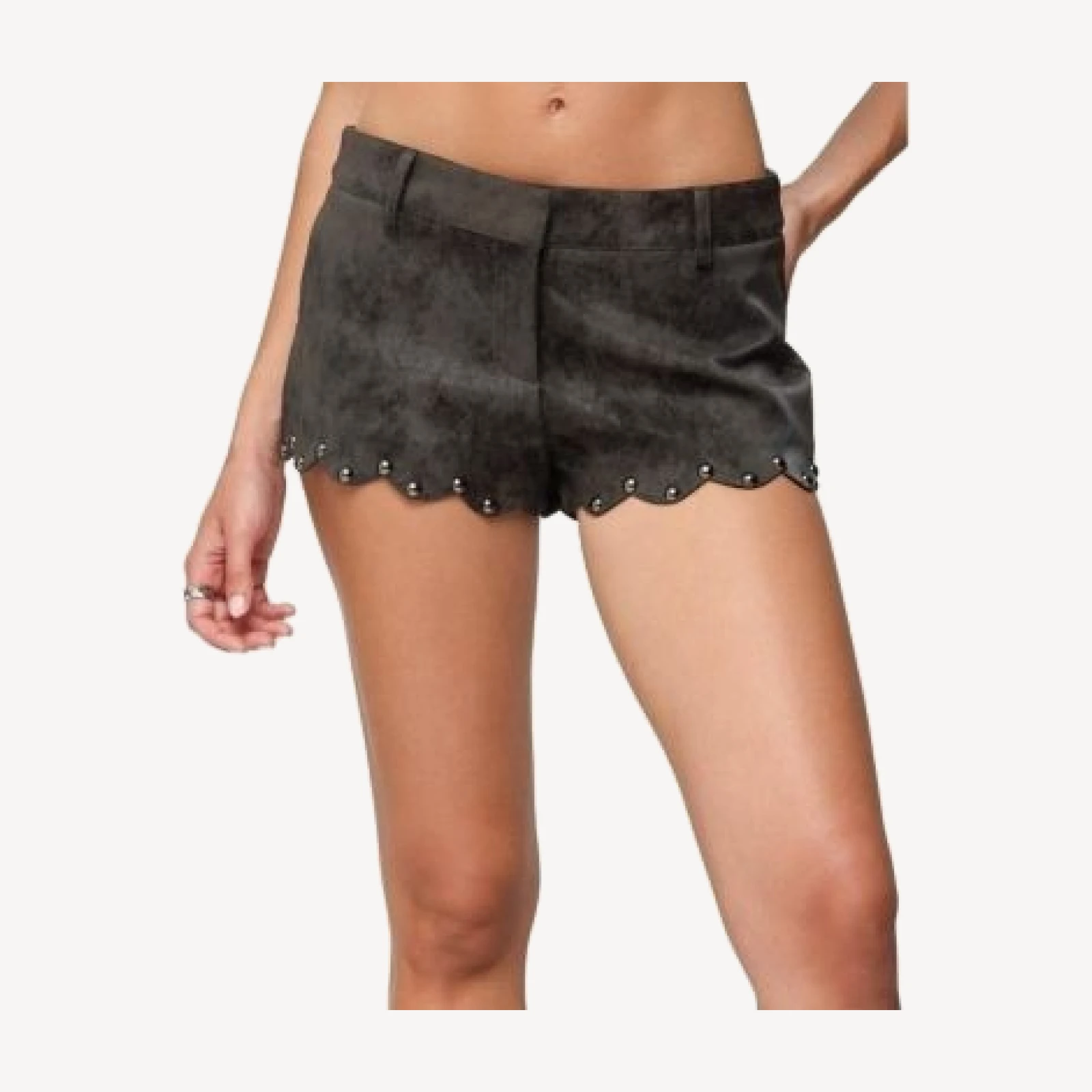 Edikted Zarina Studded Faux Suede Shorts