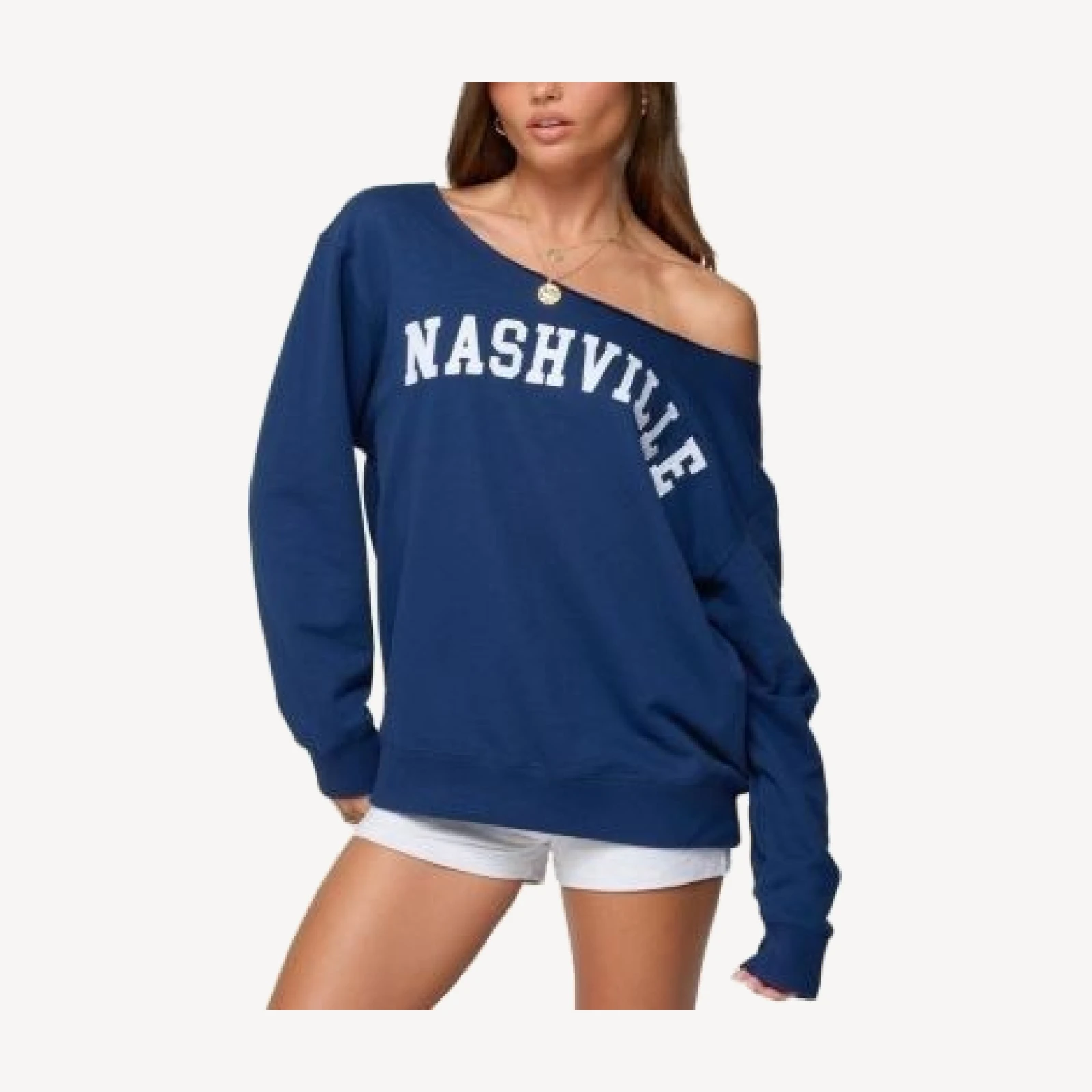 Edikted Nashville Oversized Wide Neck Sweatshirt