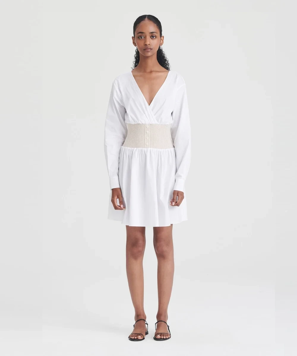 Cotton Cashmere Mixed Media Mini Dress
