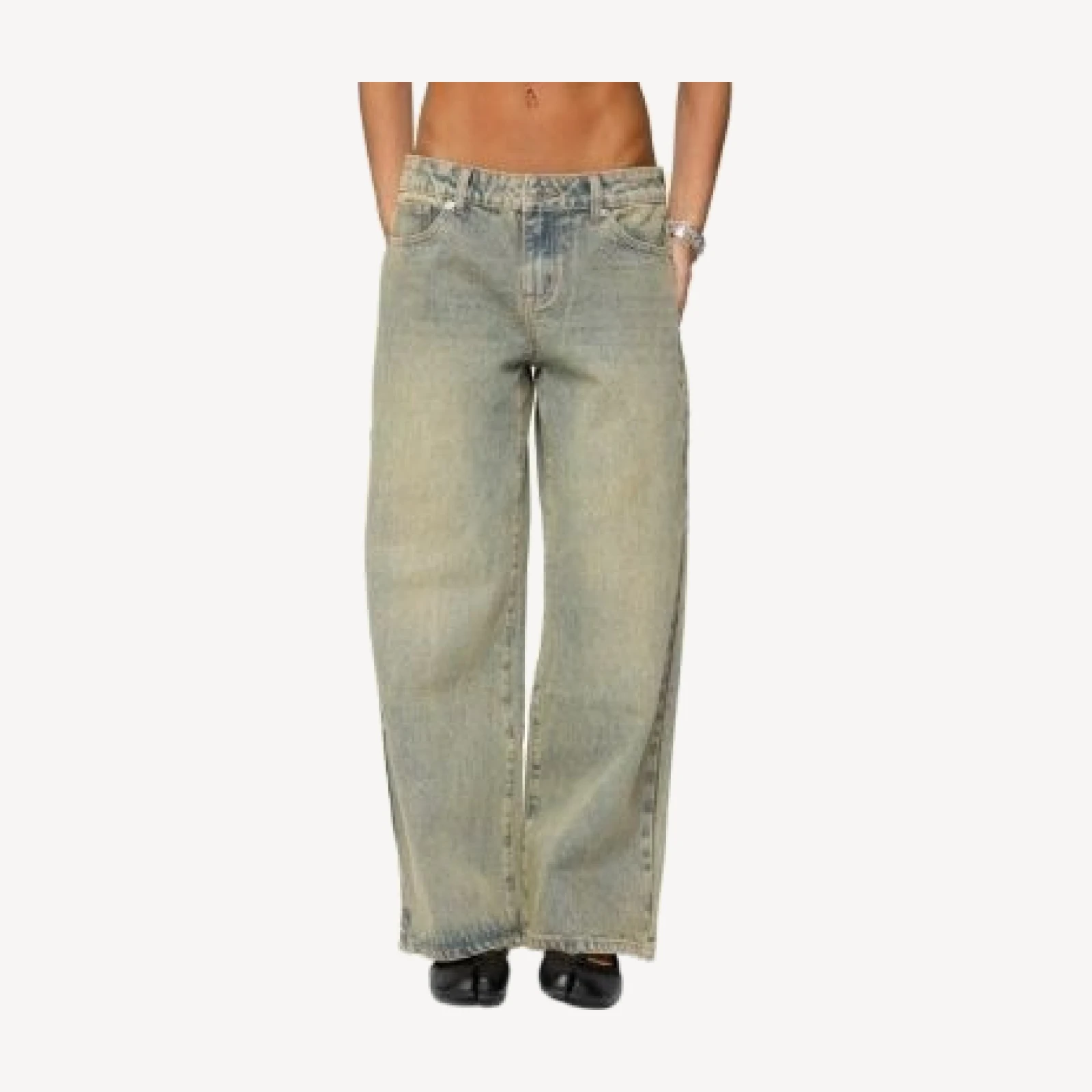 Edikted Petite Ace Relaxed Dark Rinse Wash Jeans