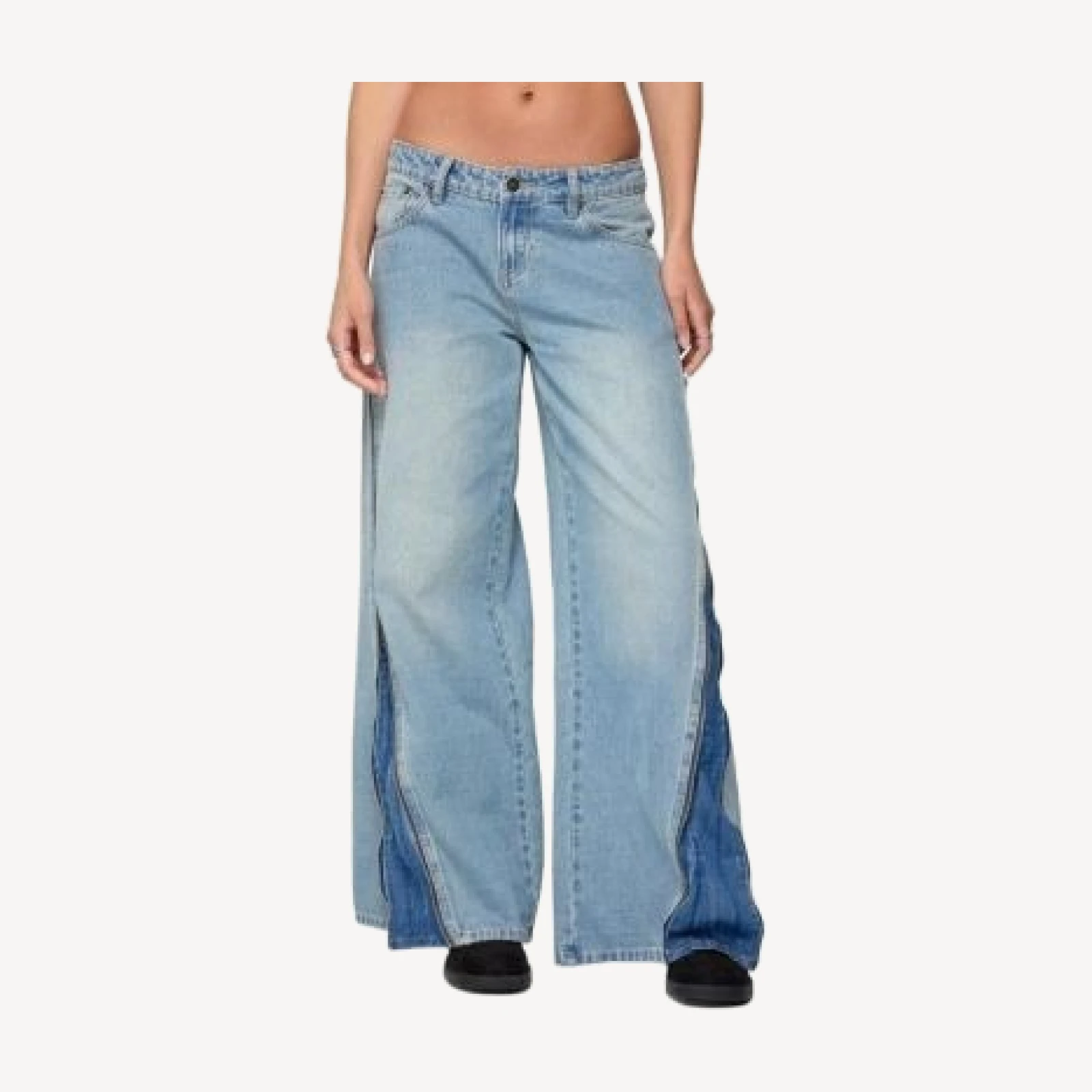 Edikted Kiarah Low Rise Bootcut Jeans in Blue Washed