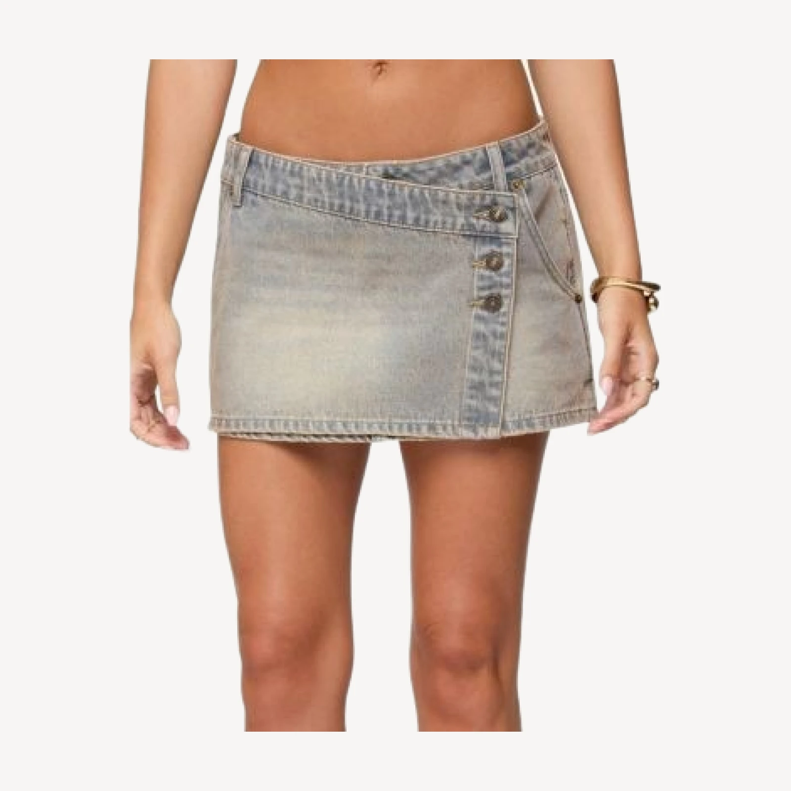 Edikted Wrap Mud Wash Denim Mini Skort