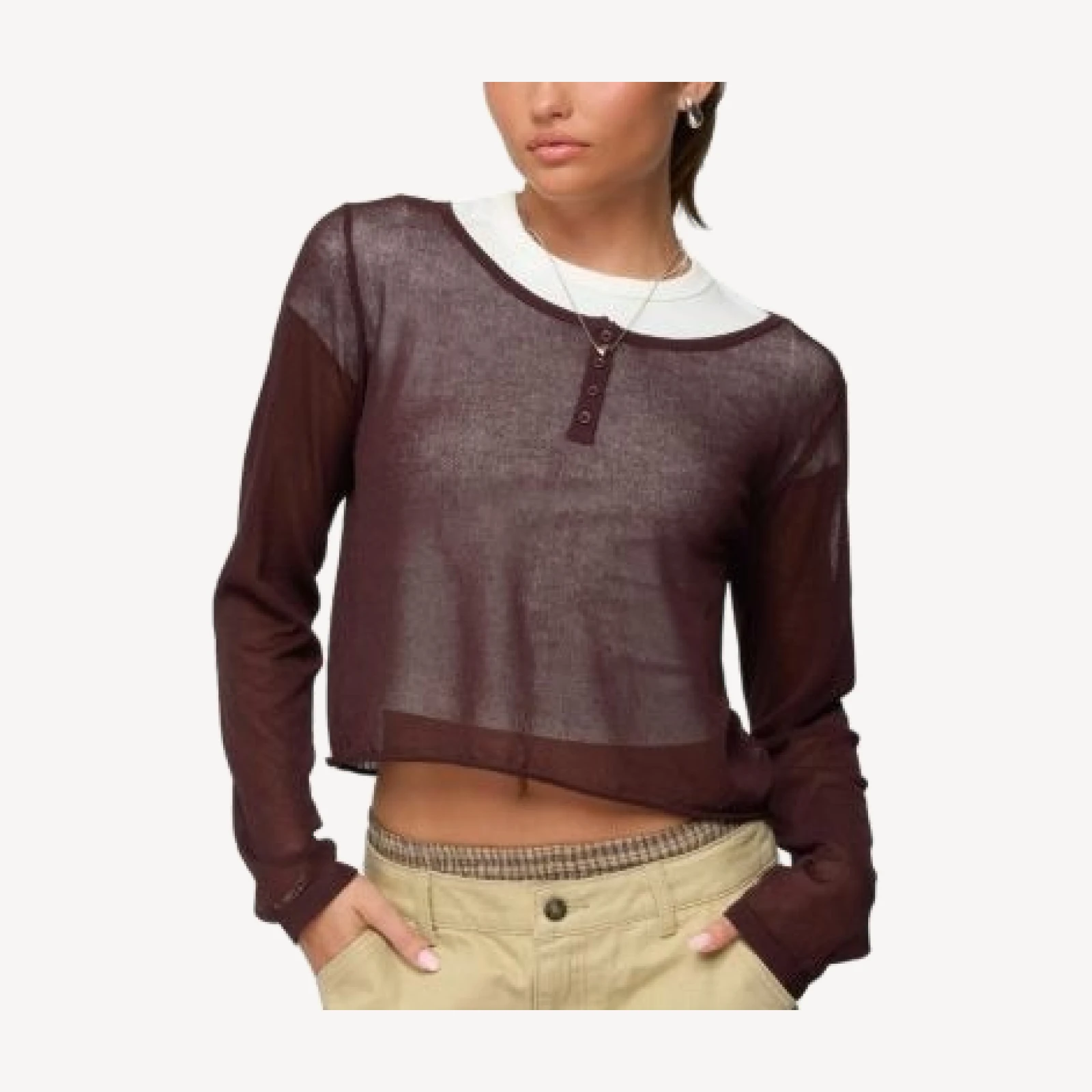 Edikted Kilian Sheer Knit Henley Top