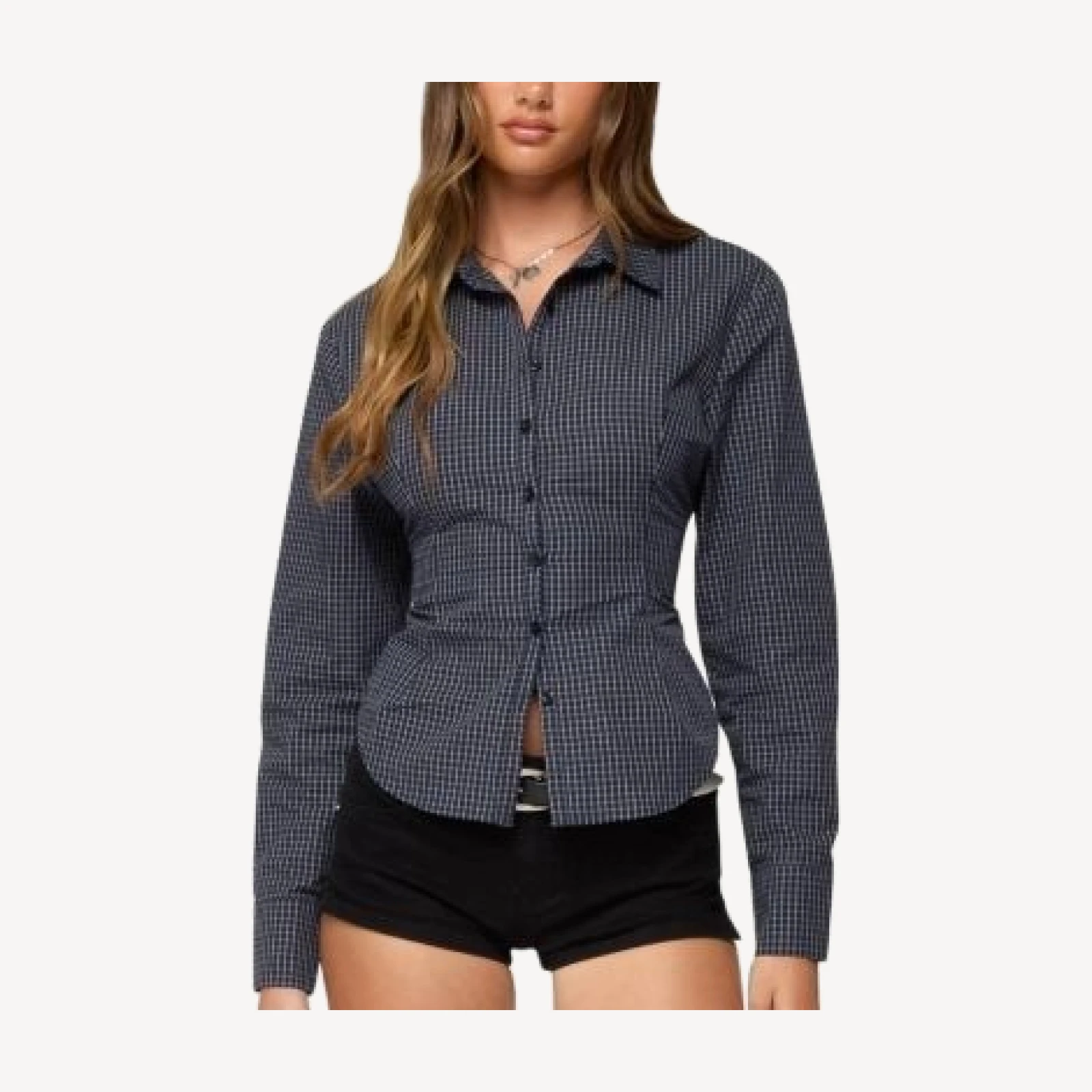 Edikted Lisbet Checkered Button Up Shirt