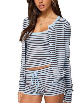 Edikted Lillian Striped Button Up Knit Cardigan