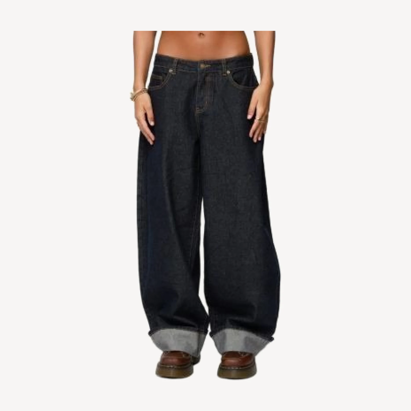 Edikted Kella Extra Oversized Low Rise Dark Rinse Wash Jeans