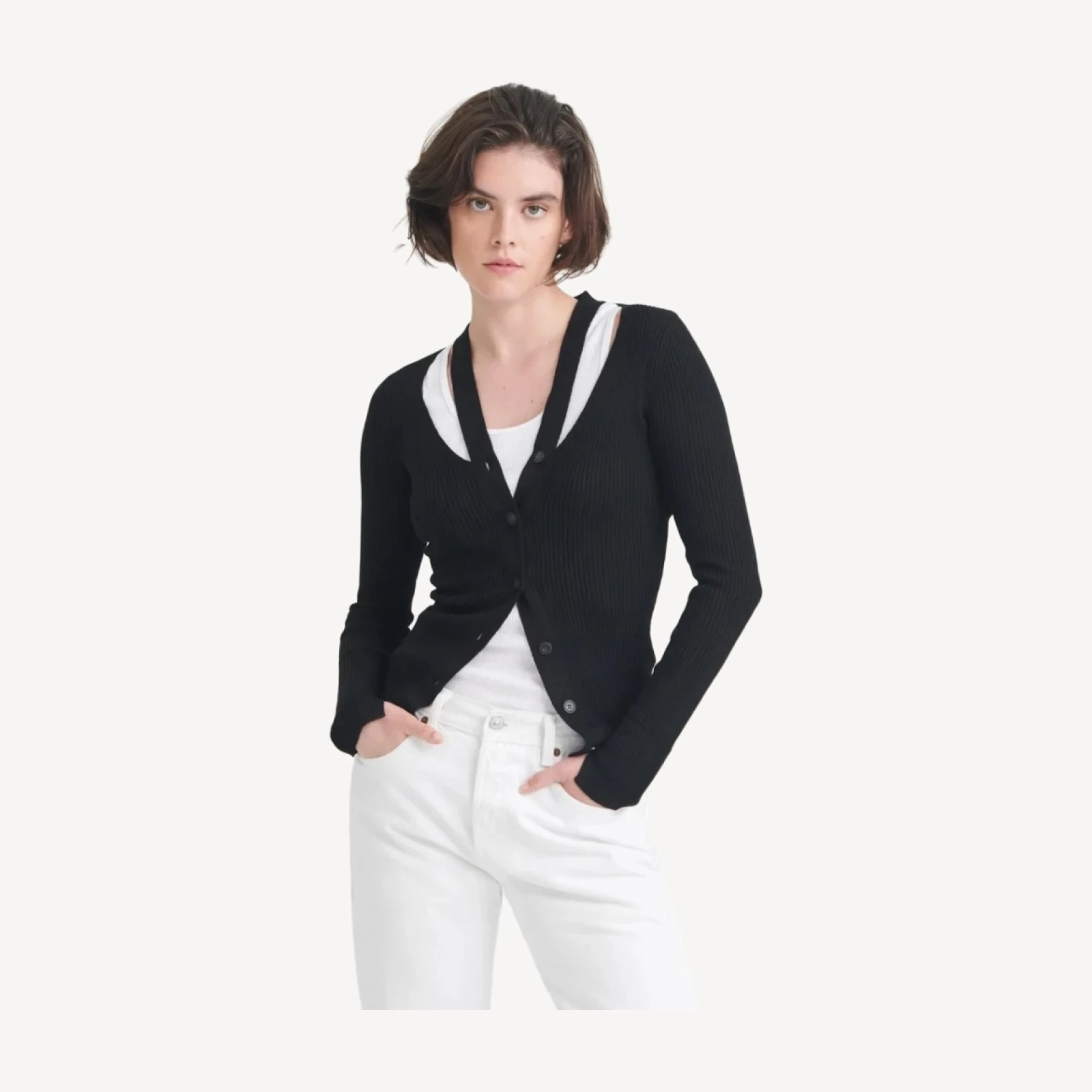 Ribbed Cut Out Cardigan