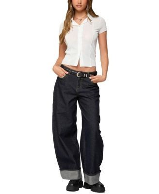 Edikted Geena Semi Sheer Button Up Shirt