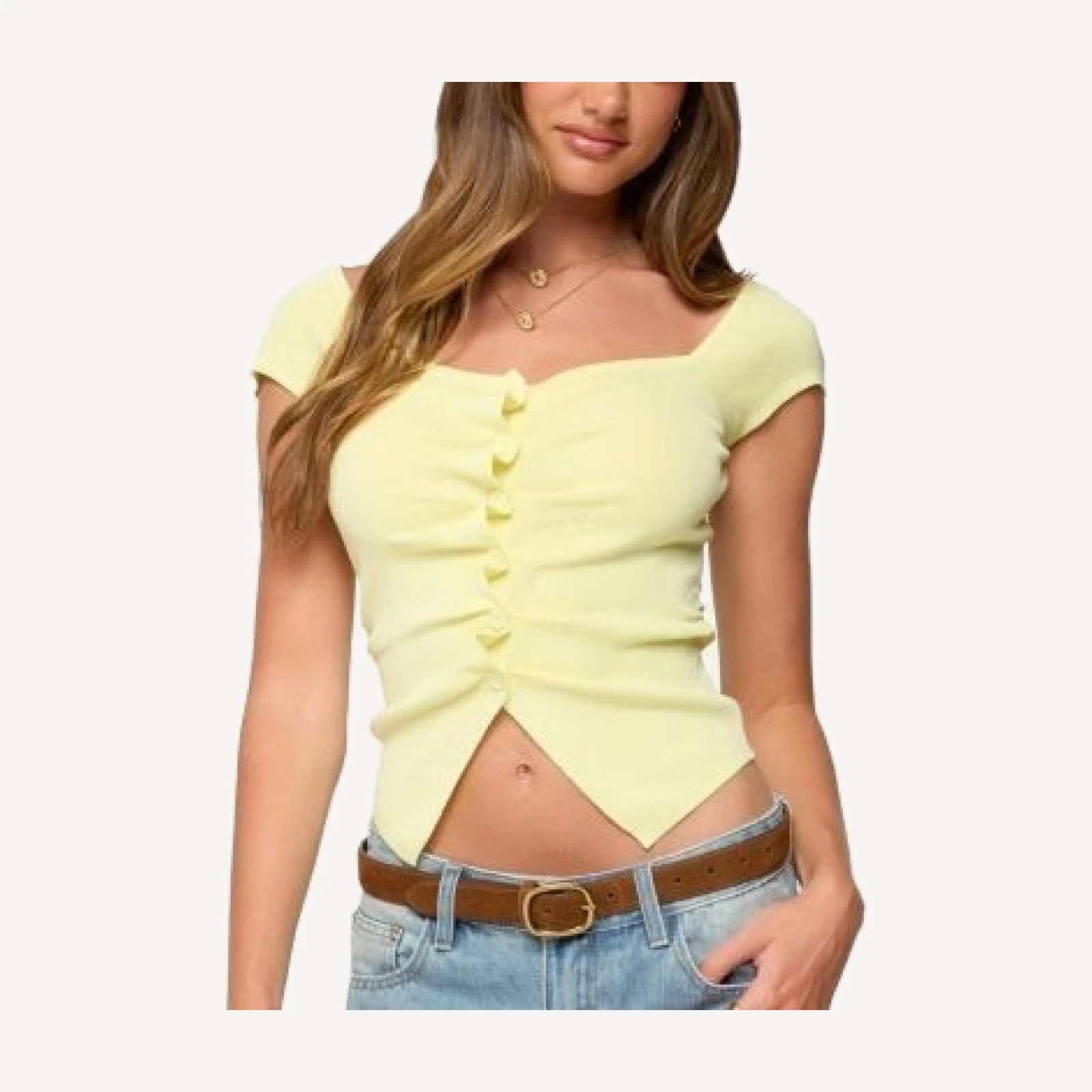 Edikted Lilibet Sweetheart Button Up Top