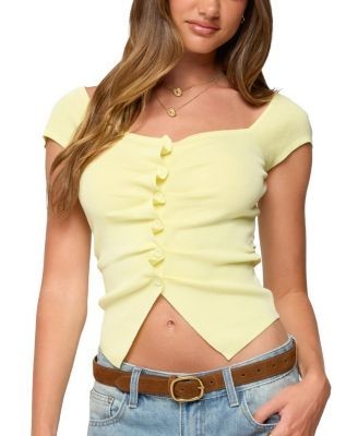 Edikted Lilibet Sweetheart Button Up Top