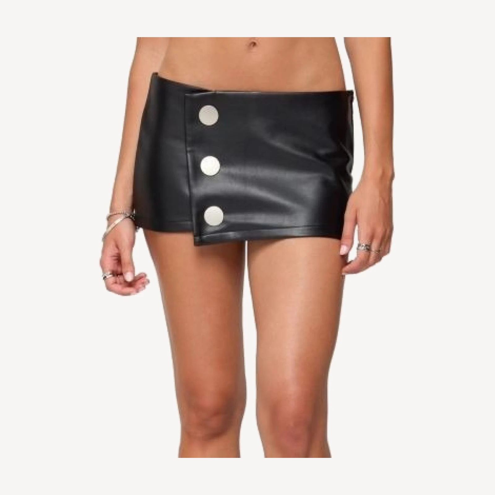 Edikted Kaine Button Faux Leather Mini Skort