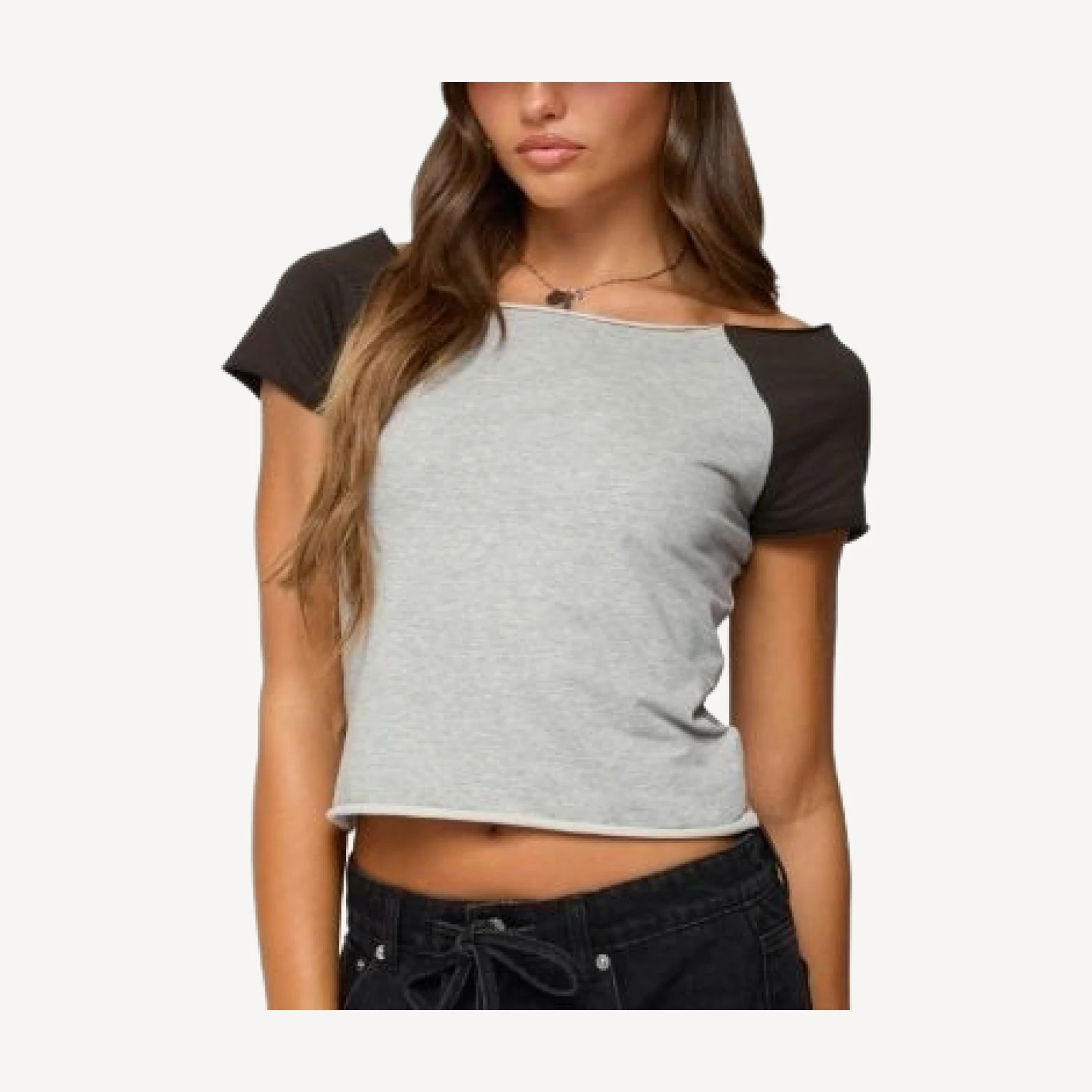 Edikted Liva Contrast Raglan T Shirt