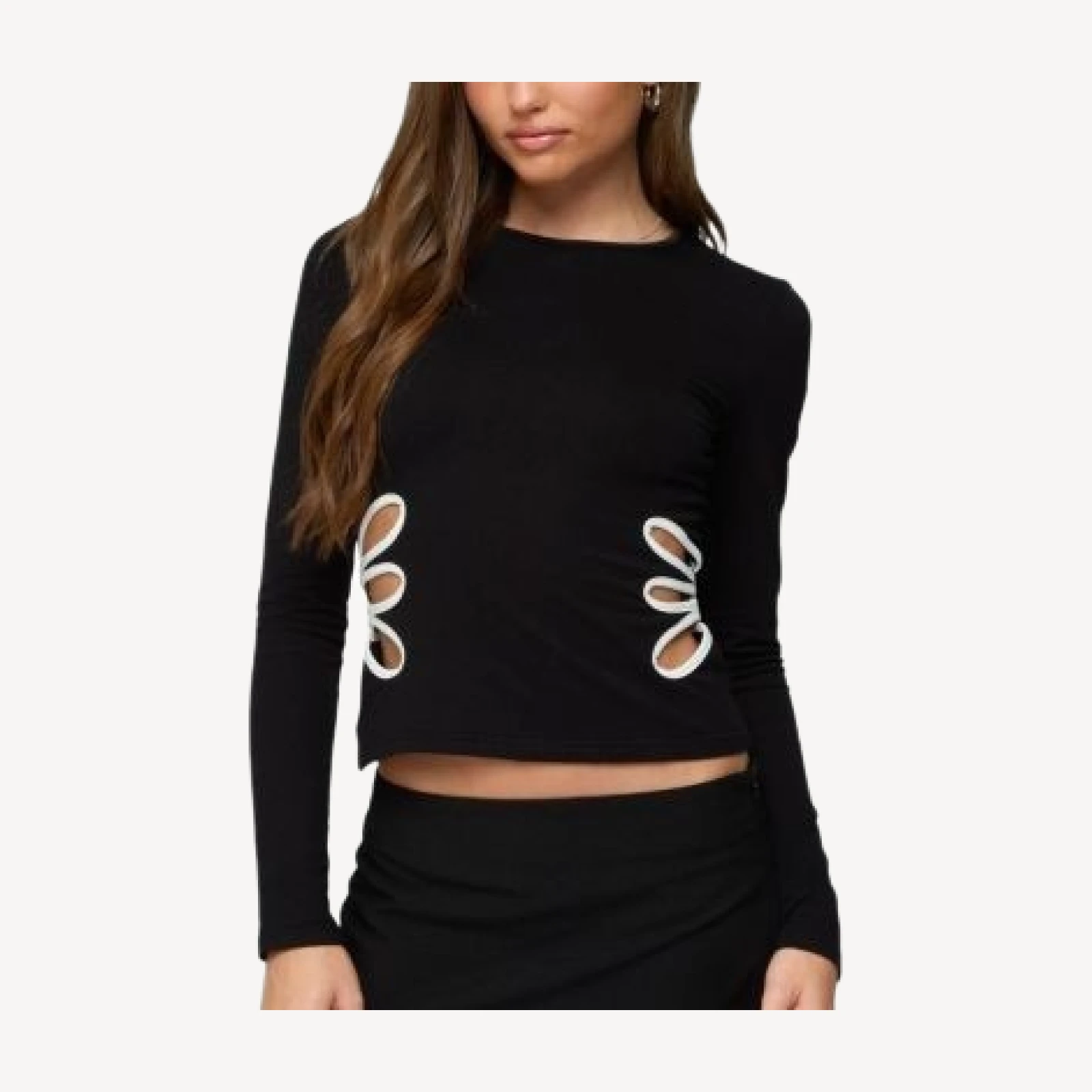 Edikted Contrast Cut Out Long Sleeve Top