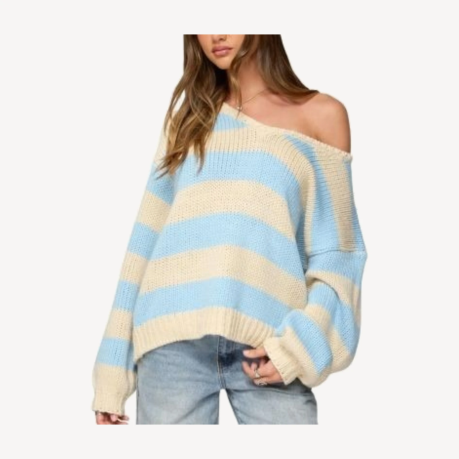 Edikted Tracie Striped Oversized Sweater