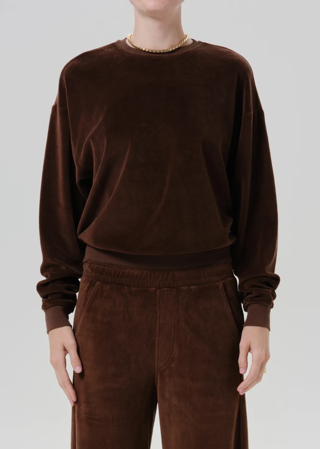 Vintage Plush Velour Crewneck in Cammello