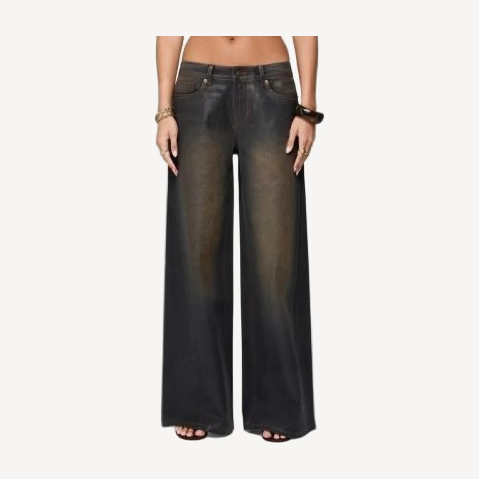 Edikted Oversized Mud Wash Low Rise Black Wash Jeans