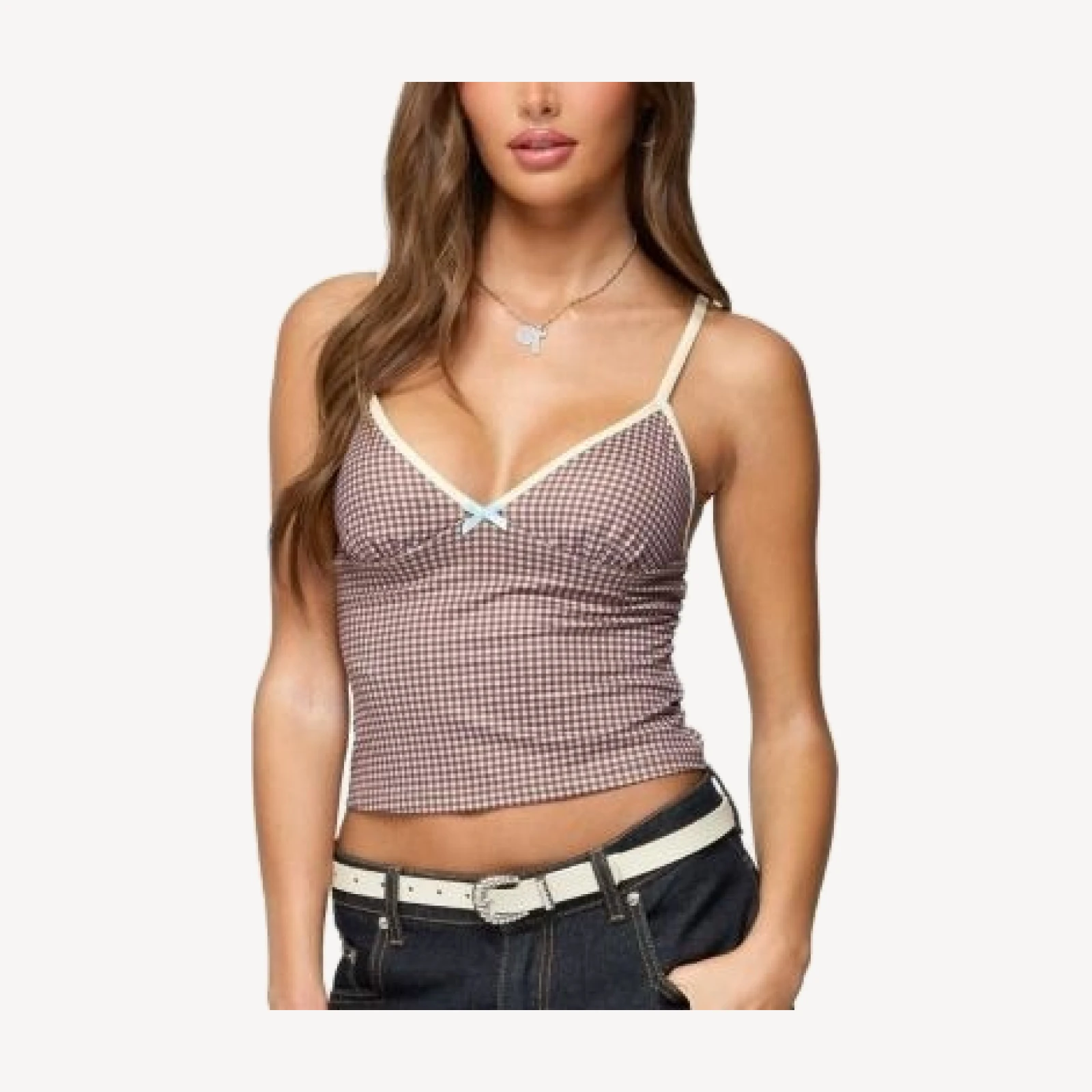 Edikted Bettie Contrast Gingham Tank Top