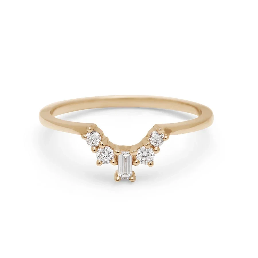 Petite Baguette Tiara Band - 14k Gold & White Diamond