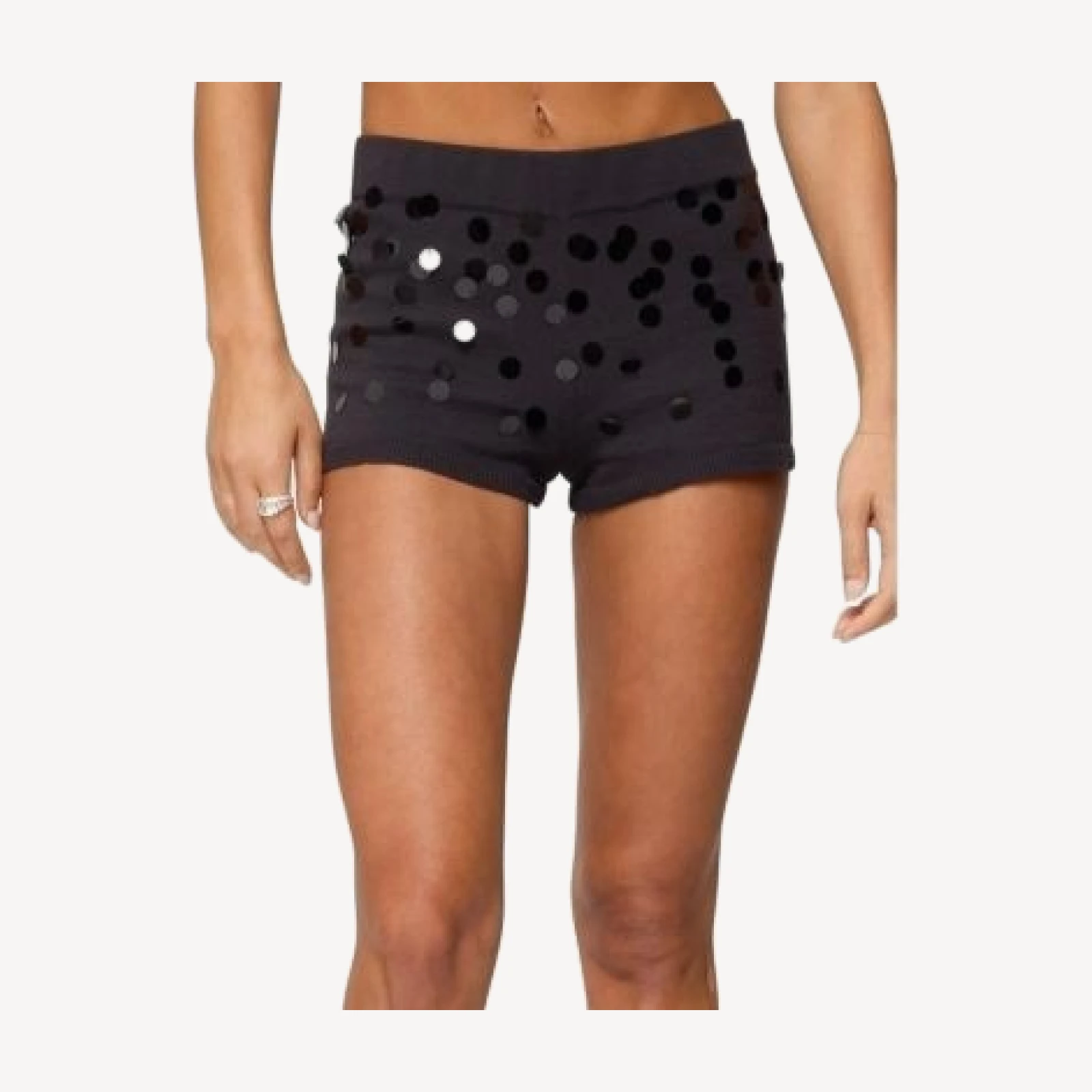 Edikted Cierra Sequin Knit Micro Shorts
