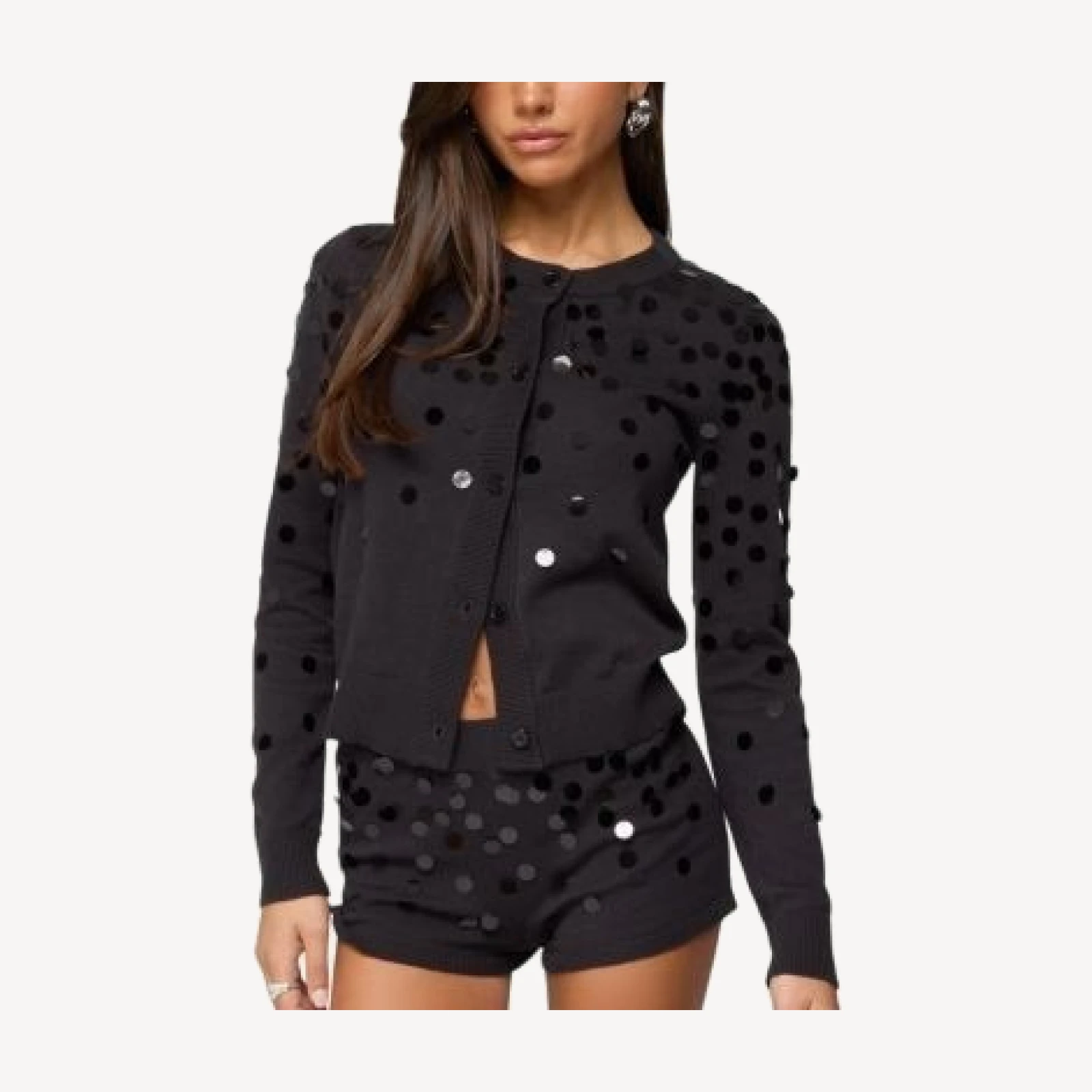 Edikted Cierra Sequin Knit Cardigan