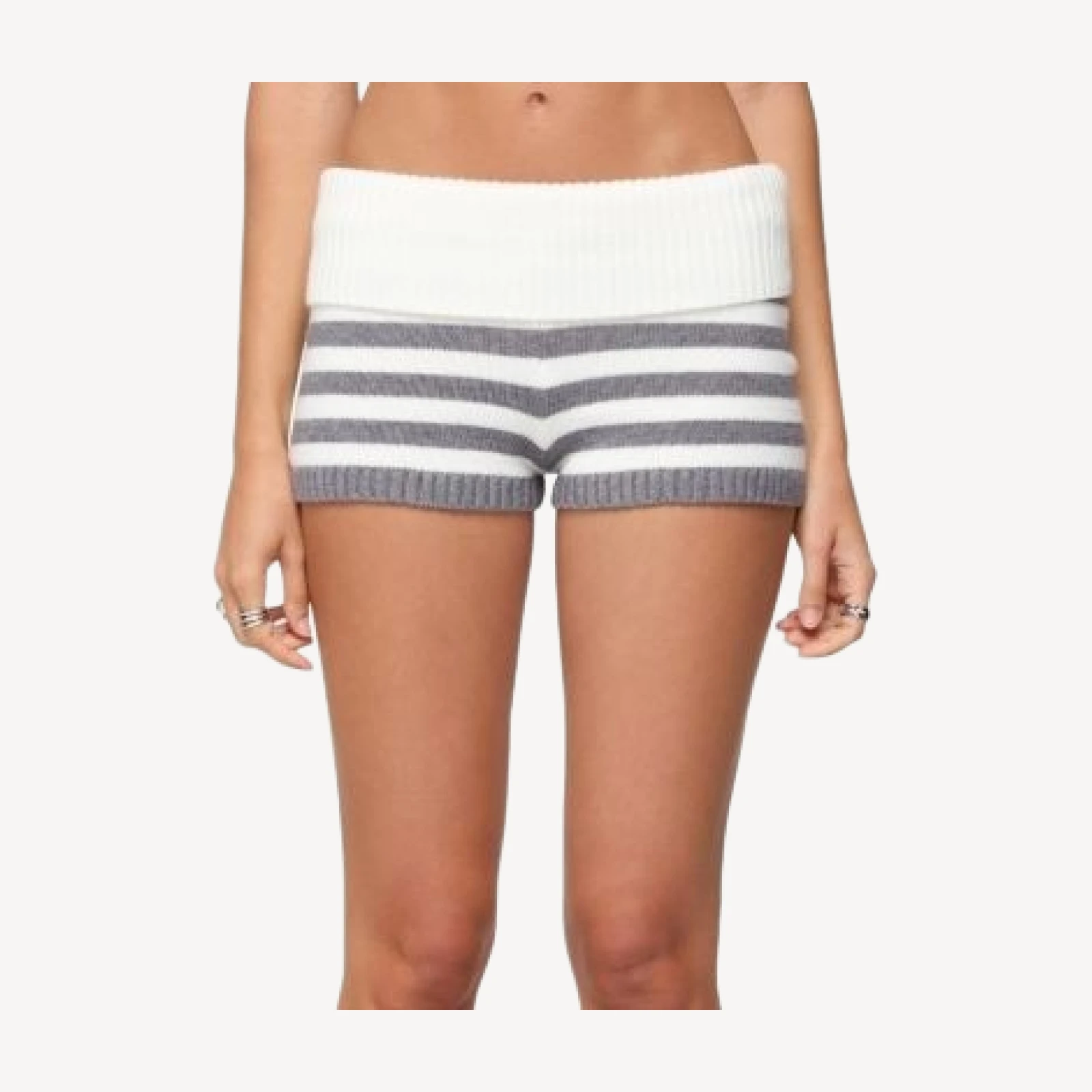 Edikted Saphi Striped Foldover Knit Shorts