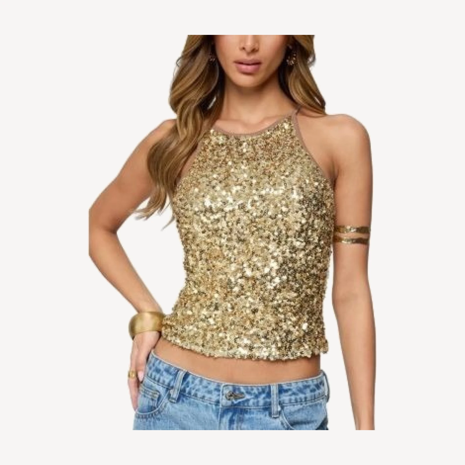 Edikted Pasha Sequin Tank Top