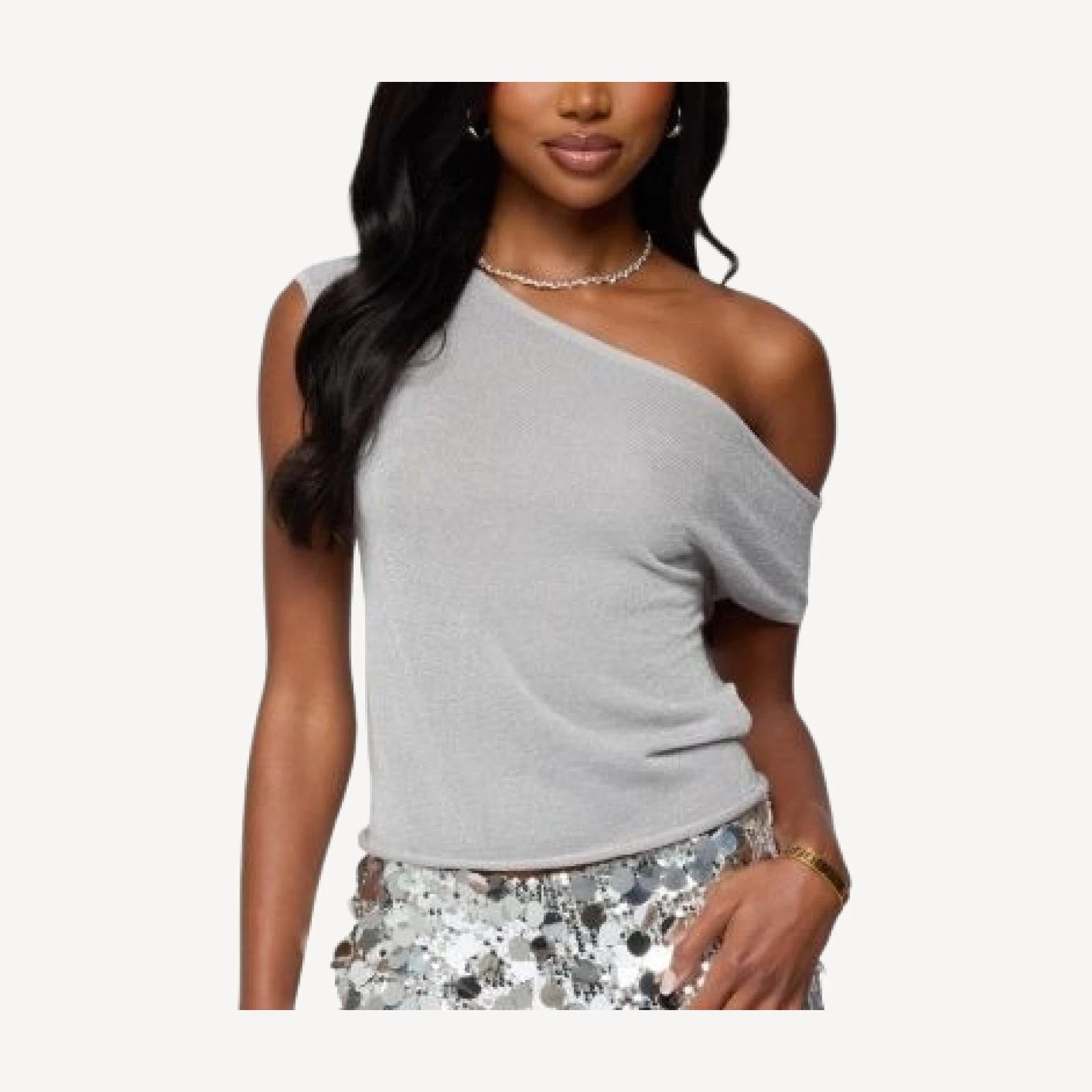 Edikted Holly Glitter Off Shoulder Top