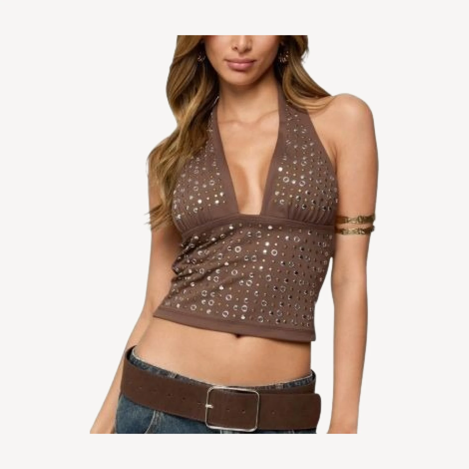Edikted Jackie Stud & Grommet Halter Top