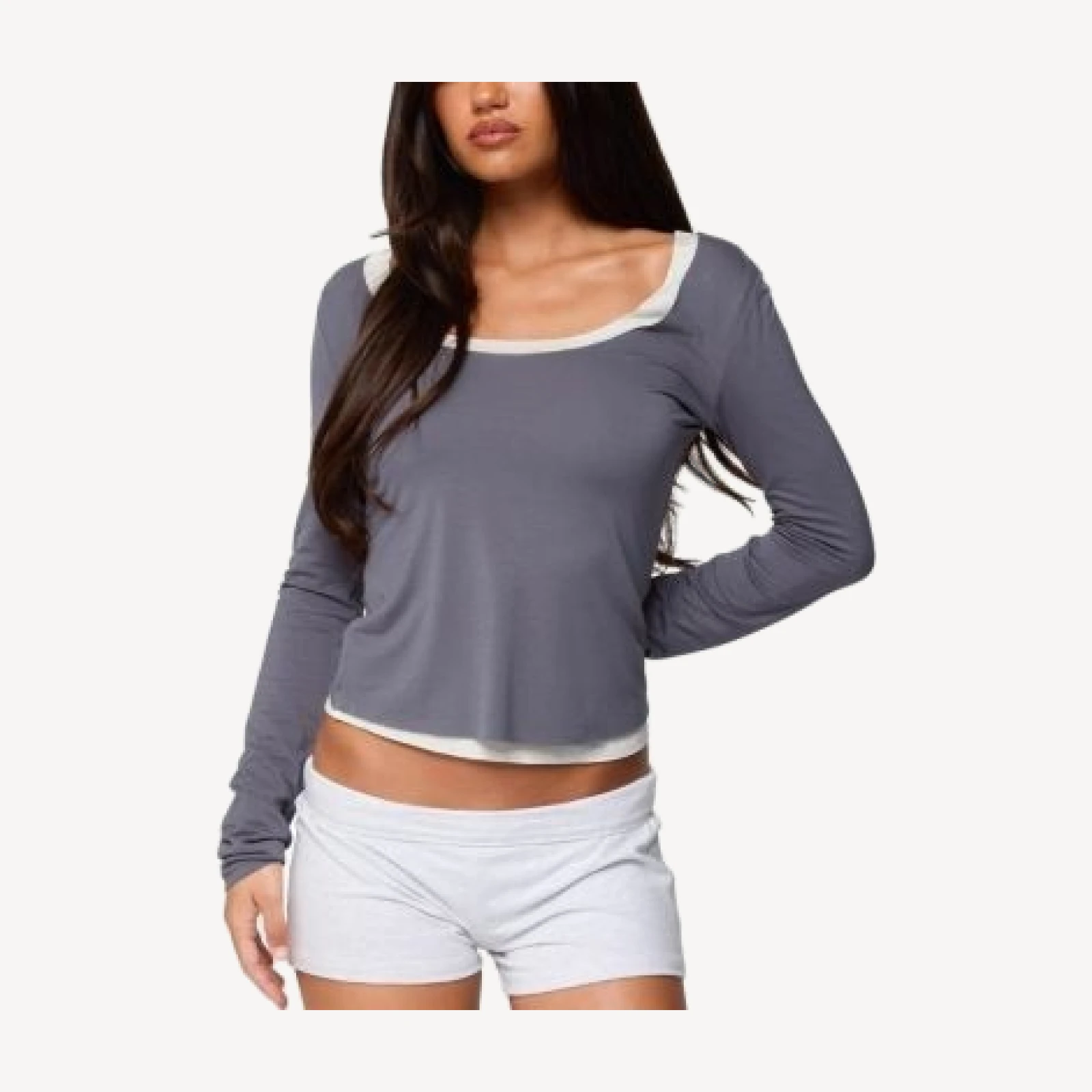 Edikted Orella Contrast Layered Long Sleeve Top