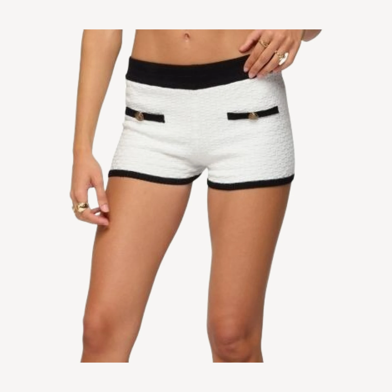 Edikted Mara Contrast Textured Knit Shorts
