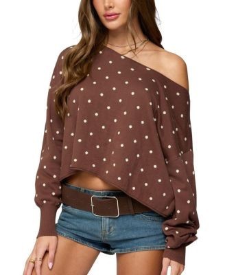 Edikted Oversized Off Shoulder Polka Dot Sweater