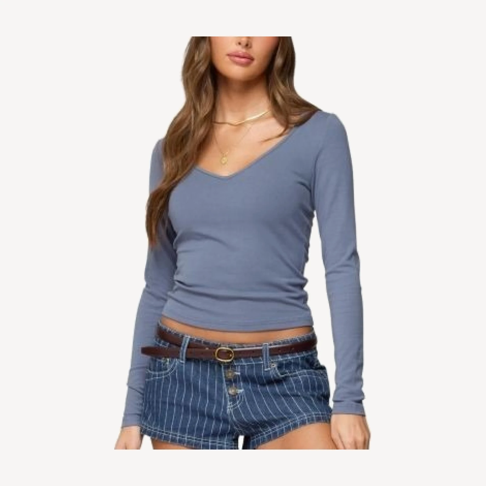 Edikted Moreen Ribbed Long Sleeve T Shirt