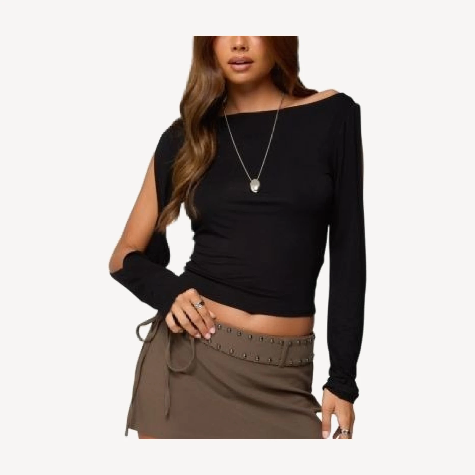 Edikted Cade Cutout Sleeves Boat Neck Top