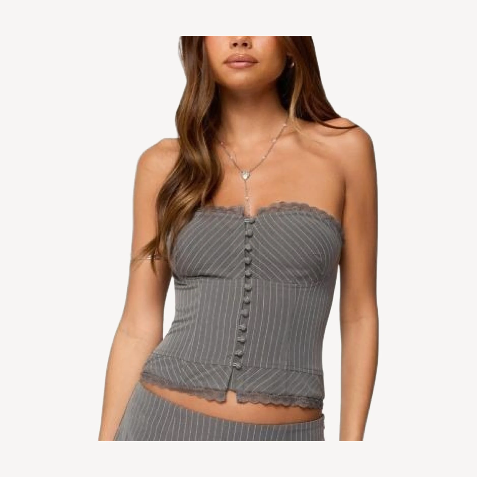 Edikted Mona Lacey Pinstripe Strapless Corset