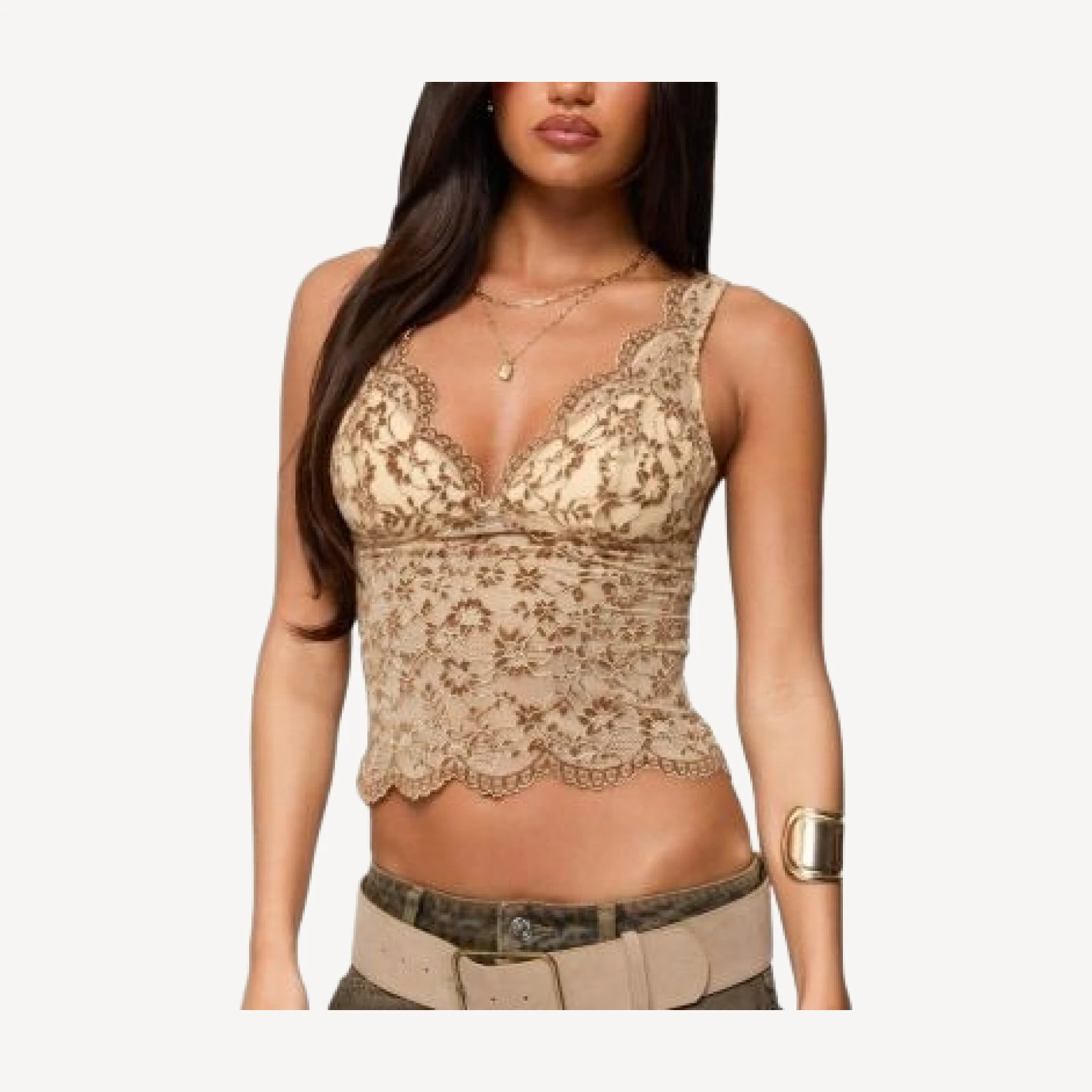 Edikted Araura Velvet Floral Sheer Top
