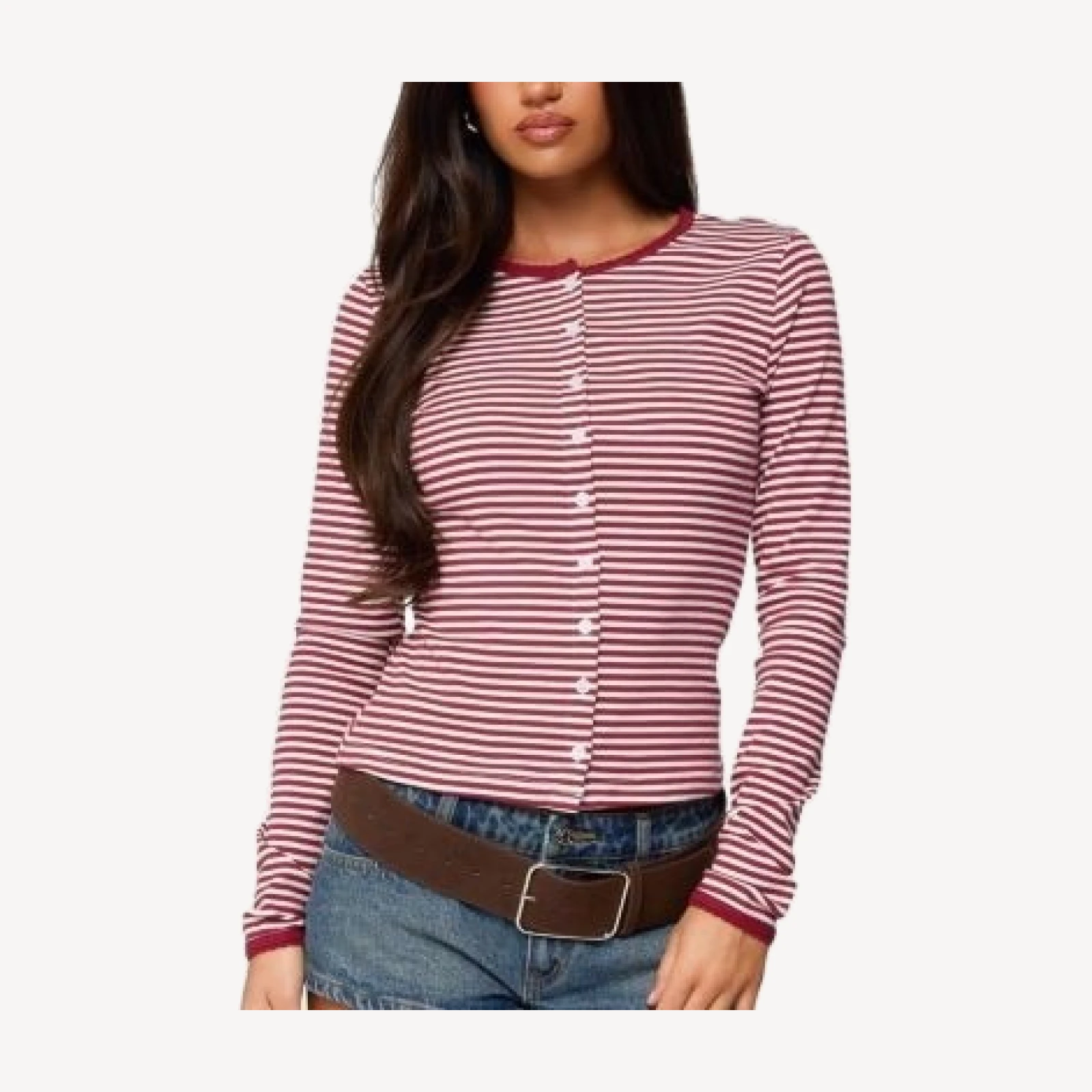 Edikted Rayla Striped Button Up Top