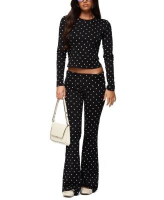 Edikted Daliya Polka Dot Long Sleeve Top