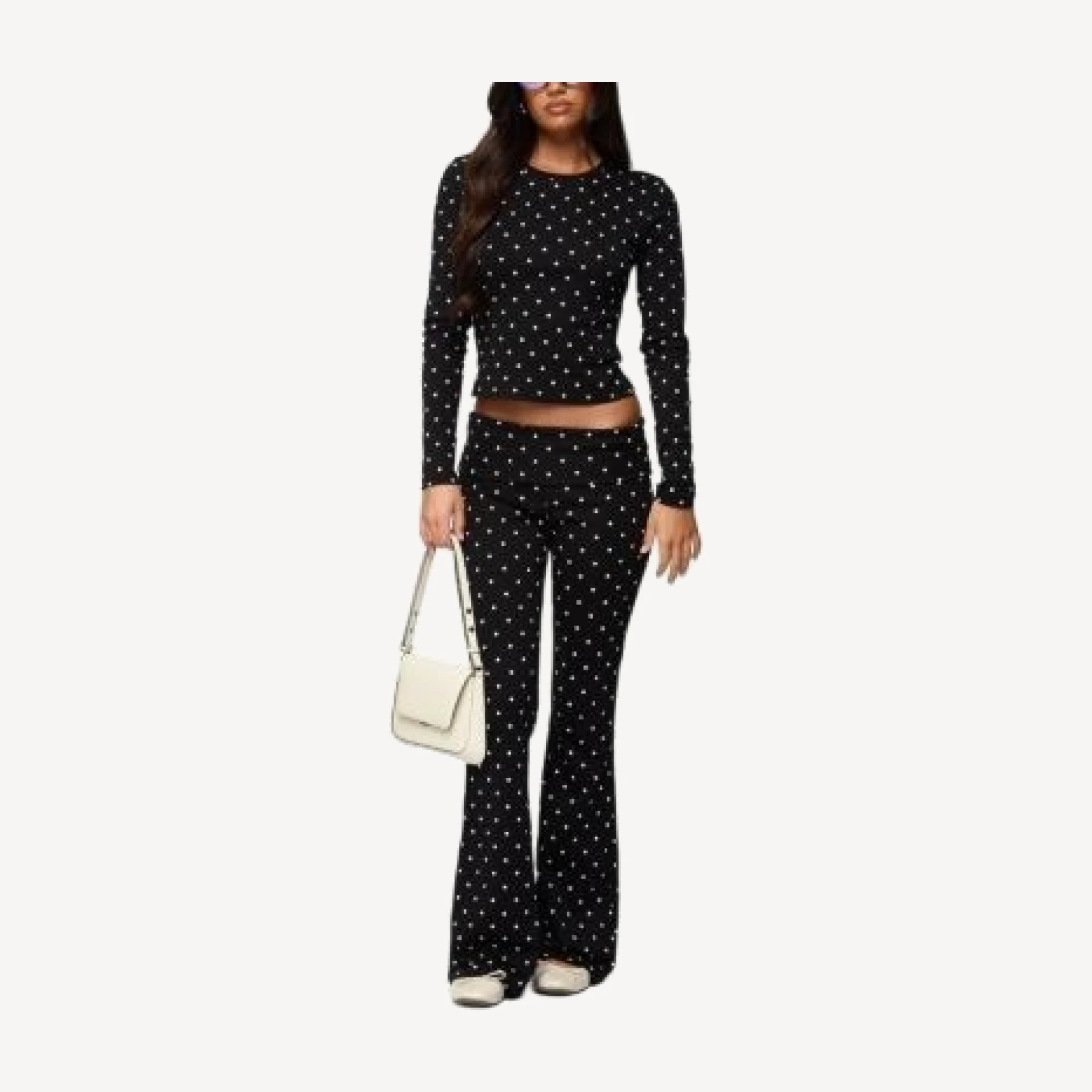 Edikted Daliya Polka Dot Long Sleeve Top