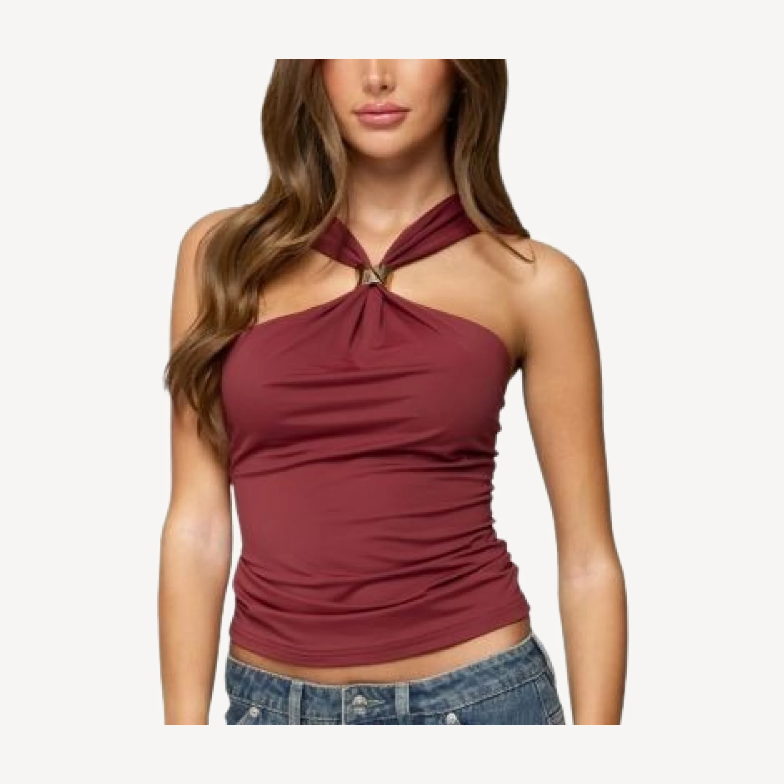 Edikted Cielle Wide Strap Gathered Top
