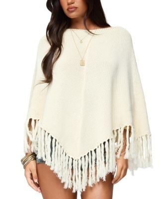 Edikted Kamila Fringe Knit Poncho