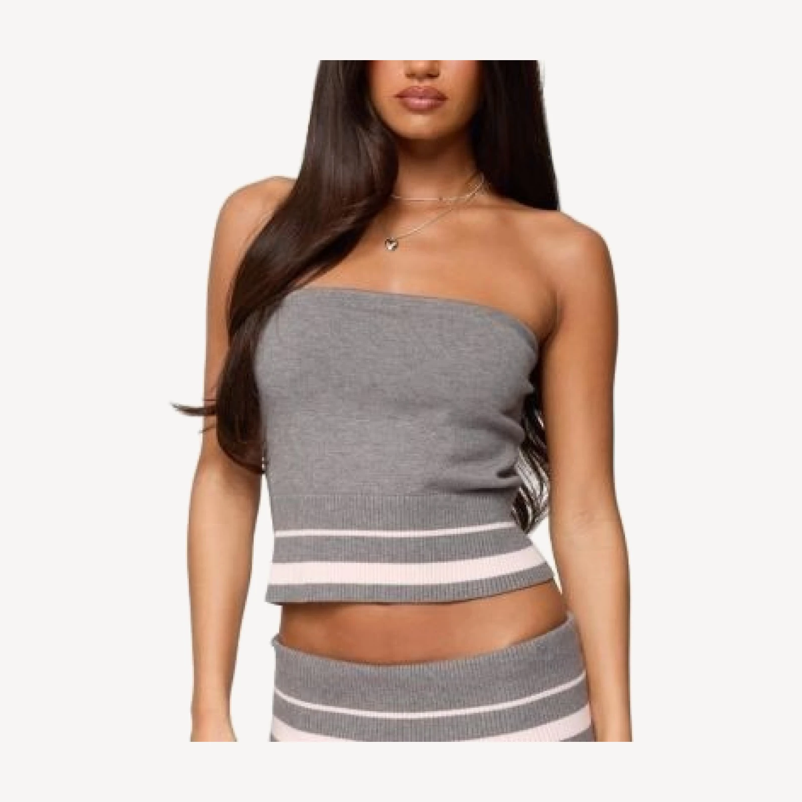Edikted Kaliya Stripey Strapless Knit Top