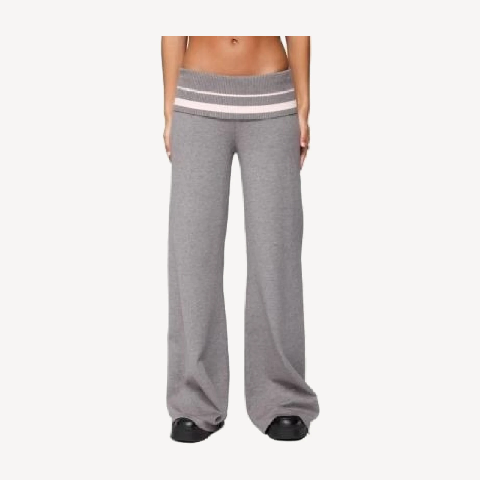 Edikted Kaliya Stripey Fold Over Knit Pants