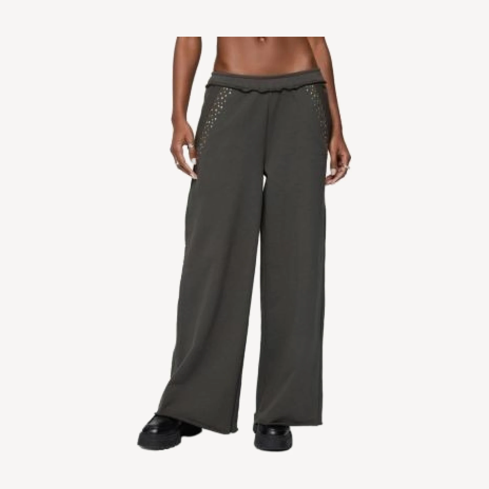Edikted Wrenn Studded Wide Leg Sweatpants