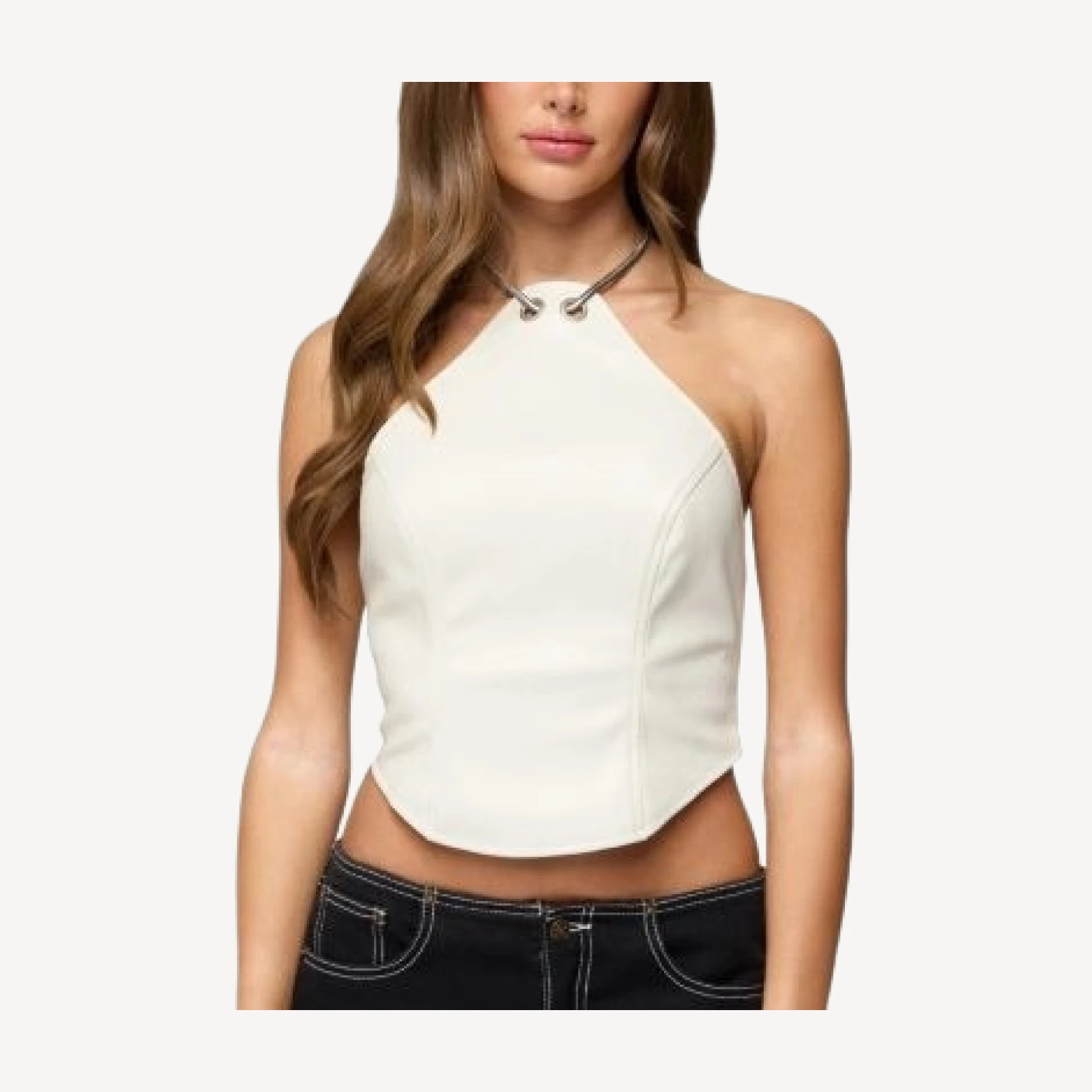Edikted Kizzie Faux Leather Halter Top