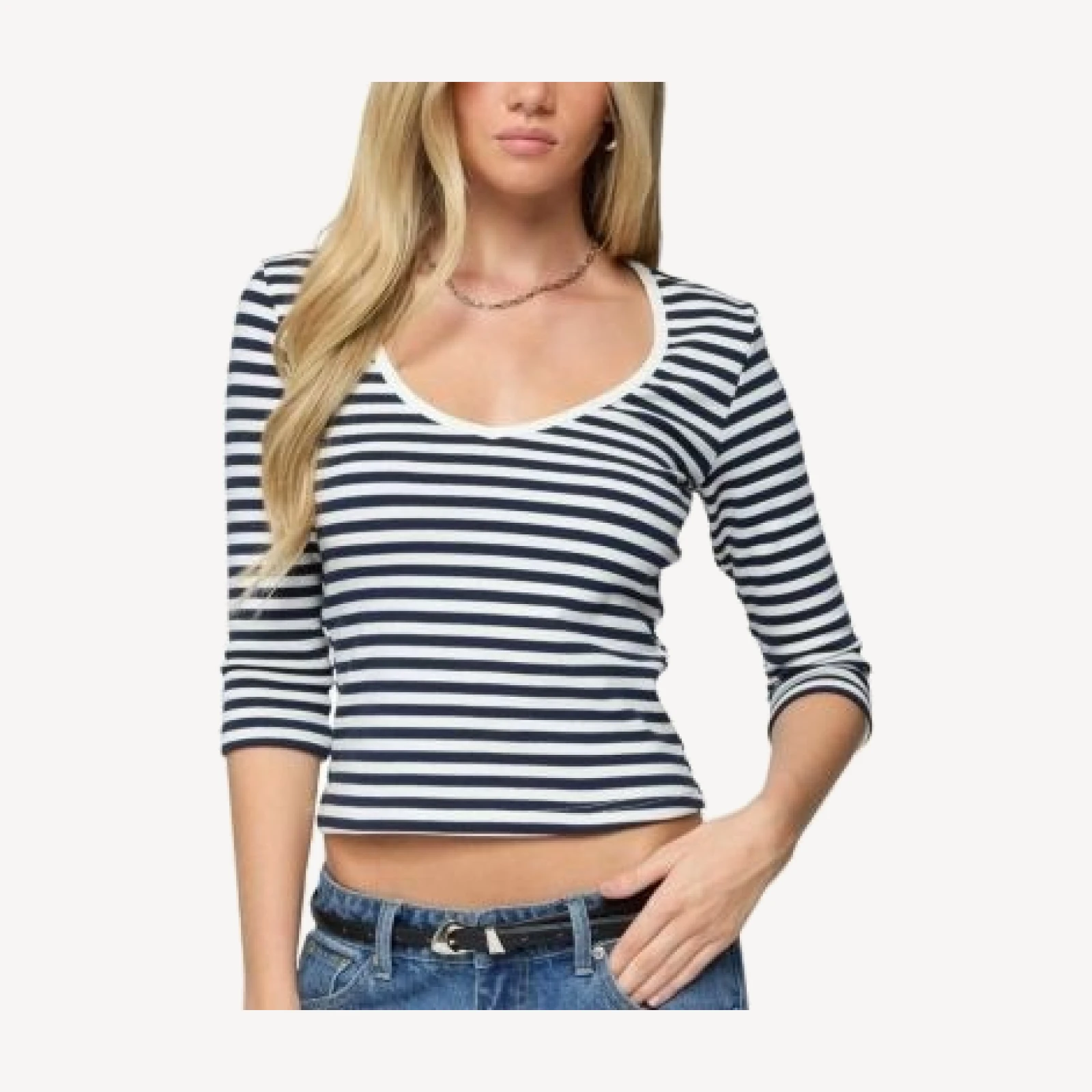 Edikted Poppie Striped V Neck Top